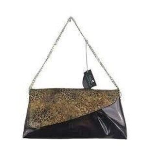 NWT Beijo Chocolate Clutch with Leopard print